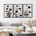 thumbnail image 4 of IDEA4WALL Framed Canvas Print Wall Art Set of 3 Black and Gold Midnight Floral Landscape Vintage Art Elegant Botanical Wall Decor Pastel Nature Scenery Prints Minimal Artwork - Black 24"x36"x3, 4 of 5