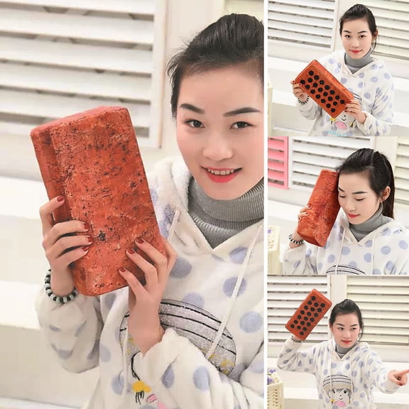 Opvise Creative Funny Simulation Brick Wood Block Pillow Office Nap Rest Sponge Cushion 3#