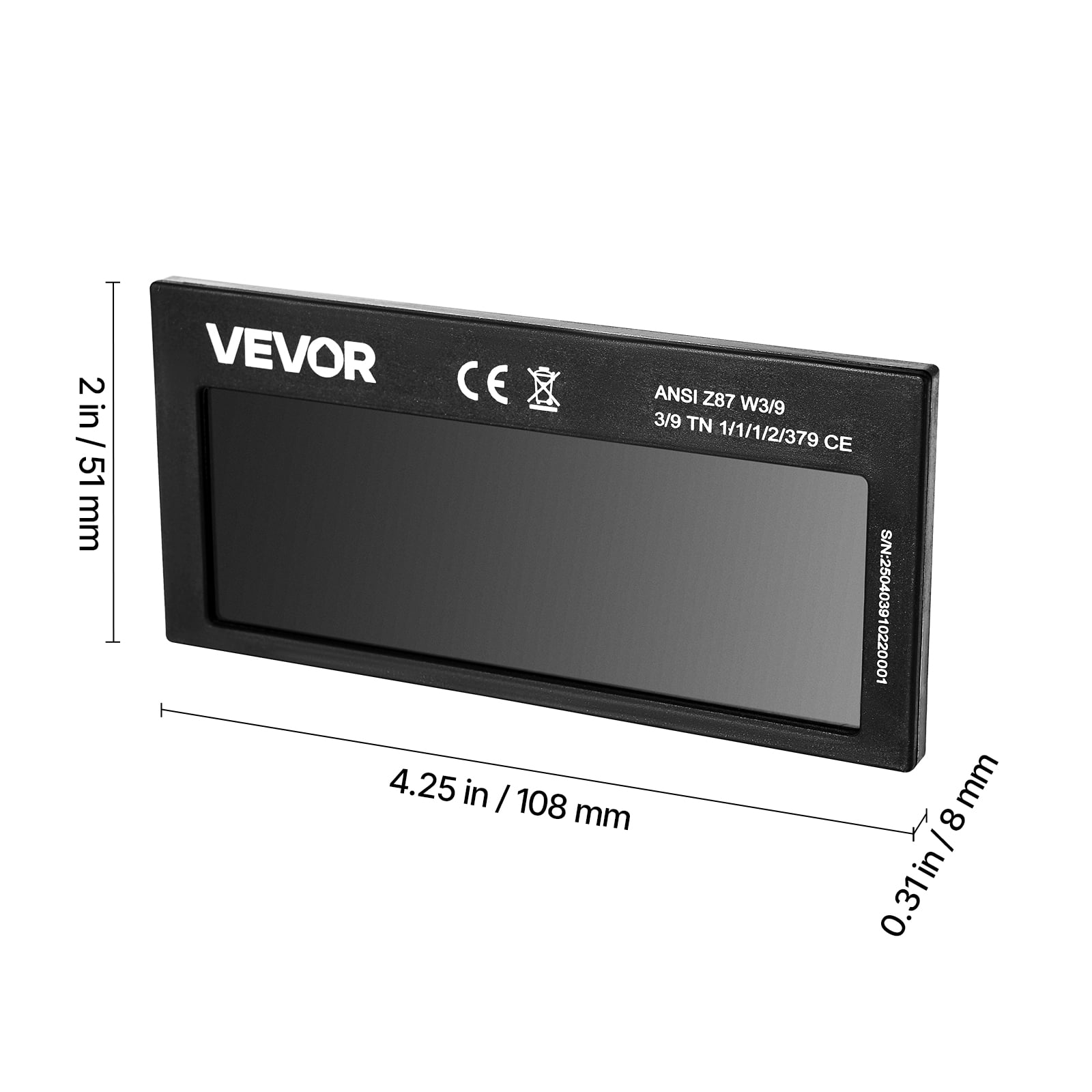 VEVOR Auto Darkening Welding Lens 4.25" x 2", Shade 11 True Color Welding Lens with Dual Arc Sensors & Gold Coating, Compatible with Most Welding Helmets for TIG, MIG, MMA, ARC Applications
