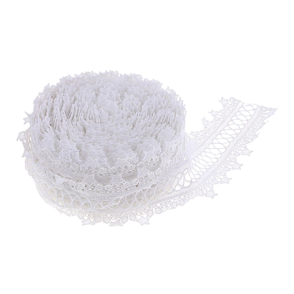 HILABEE Lace Ribbon For Crafts -15 Yards Floral Pattern Fabric For Cards, Sewing, Hair Bows, Gift Package Wrapping, Floral Designing. 3 Inch Wide, Black/White - White, 8cm