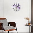thumbnail image 3 of Non-Ticking Silent Wall Clocks Battery Operated Personalized Decor Clock for Bathroom,Office-Purple Flowers Against White Background（14inch）, 3 of 4