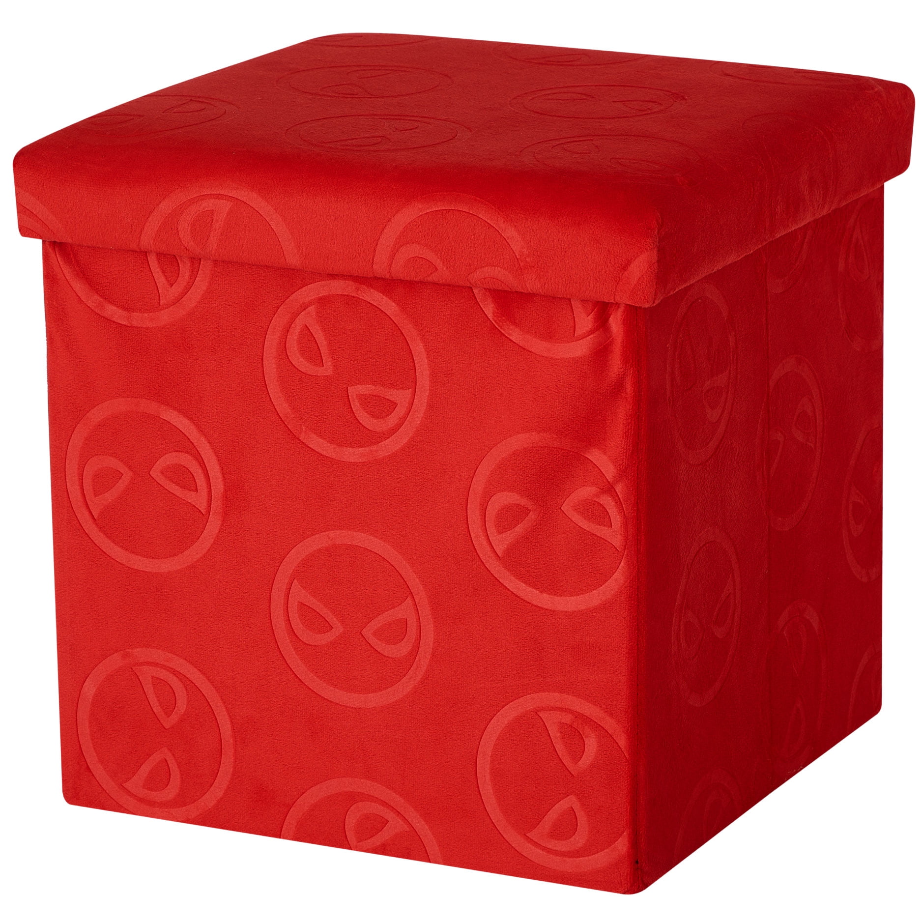 Marvel Spiderman Kids' Embossed Storage Ottoman, Red, 15" x 15" x 15"
