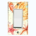 thumbnail image 1 of Metal Light Switch Wall Plate Outlet Cover (Ocean Star Fish Sea Shell Coral Reef Clam Beige - Single Rocker), 1 of 2
