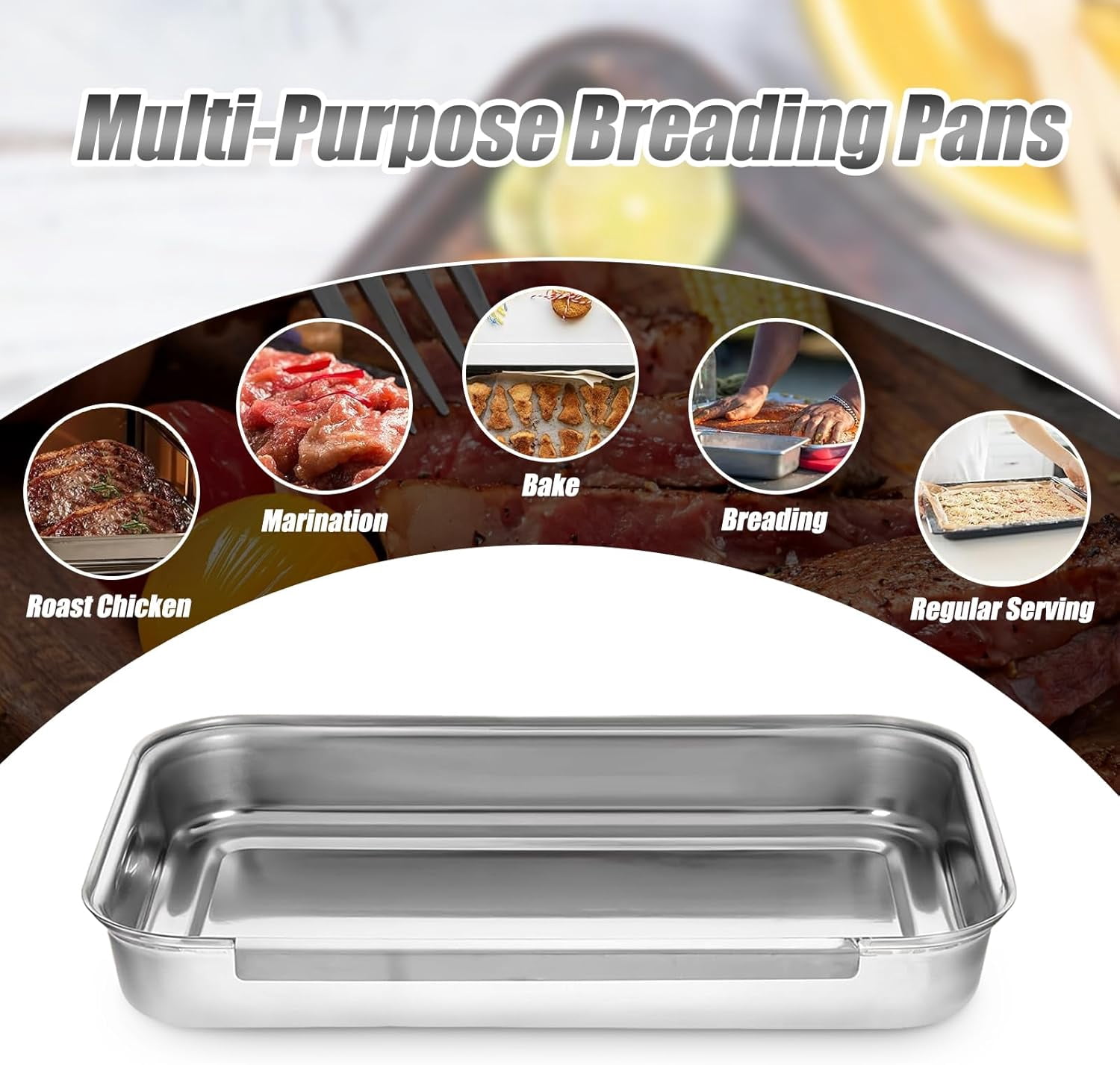 COSANO Rust-Resistant Rectangle Baking Sheet Set of 3, Stainless Steel Cookie Sheet, Stackable Breading Trays Set,  3 pack Cookie Tray Pans Set for Oven,Mirror Finish