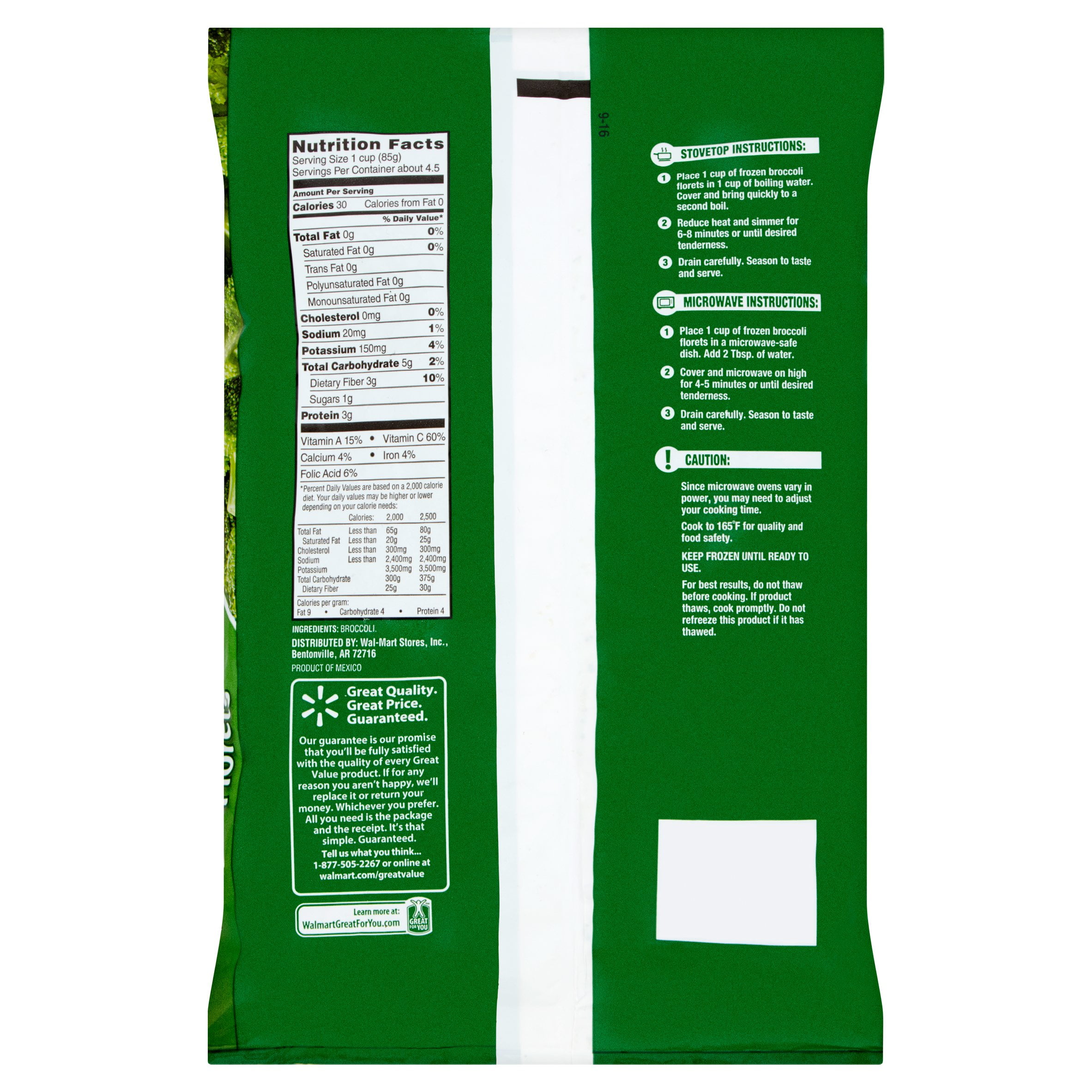 Great Value Broccoli Florets, 14 oz