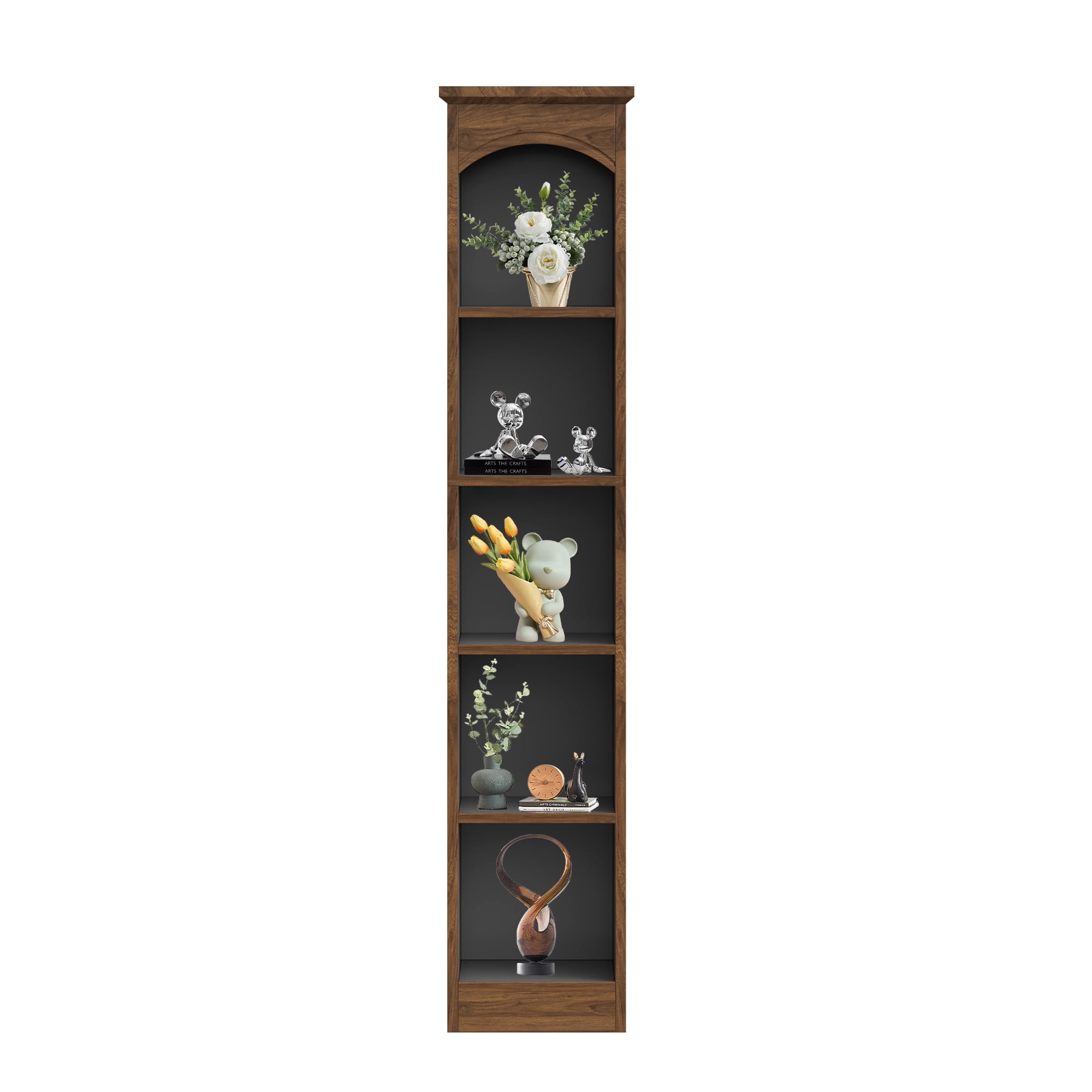 MAYEERTY Slim Narrow 5-Cube Corner Bookcase, 70.9" White Oak Mix Vertical Display Storage Rack