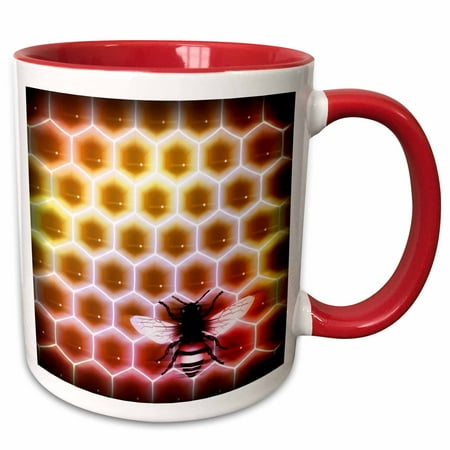 3drose, Honeycomb Surprise - Bees - Honey - Art, 11oz Two-tone Red Mug