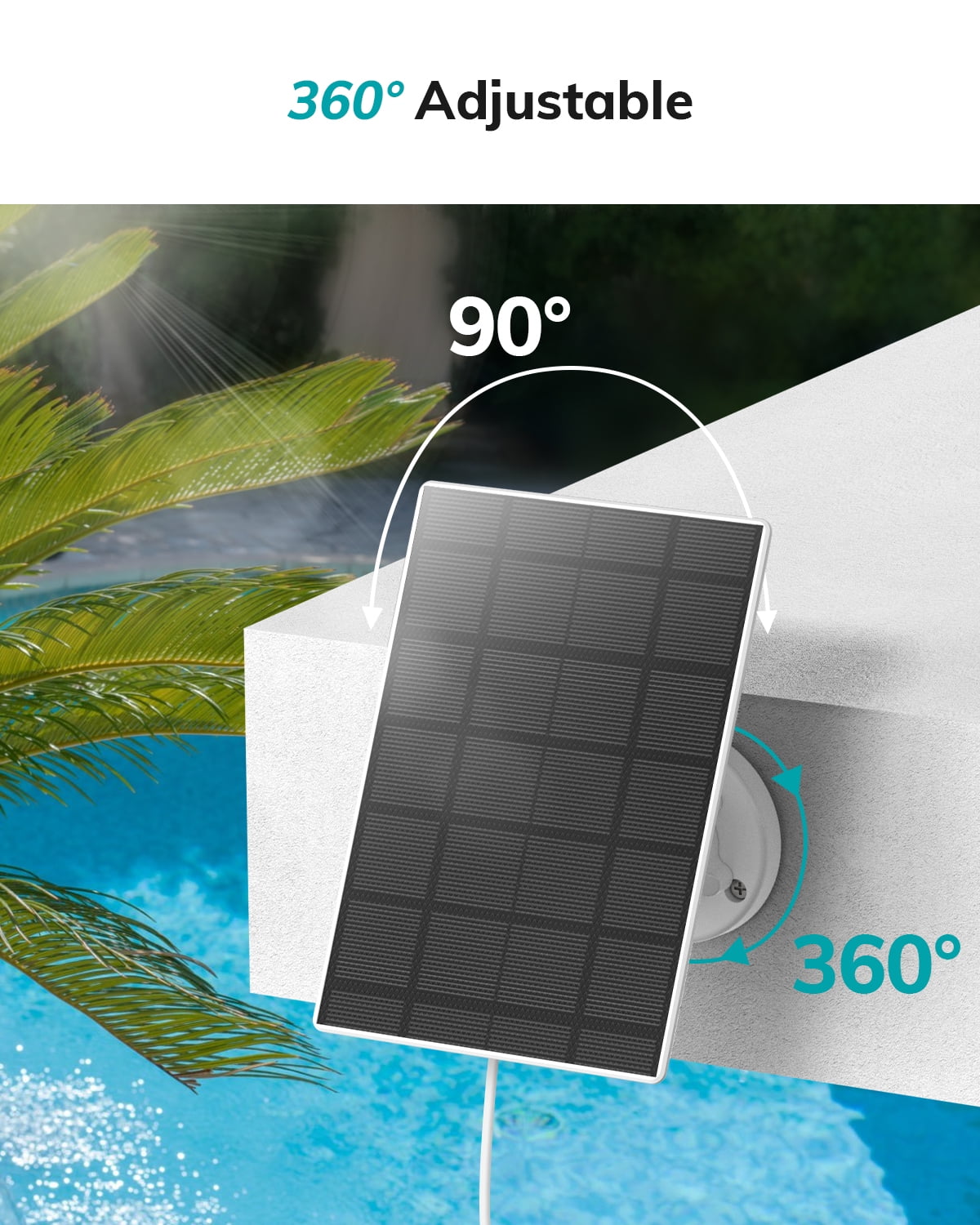 ZUMIMALL 3W Solar Panel for Security Cameras, IP66 Waterproof Solar Panel with 10ft Type C Cable,White(Type C Port)
