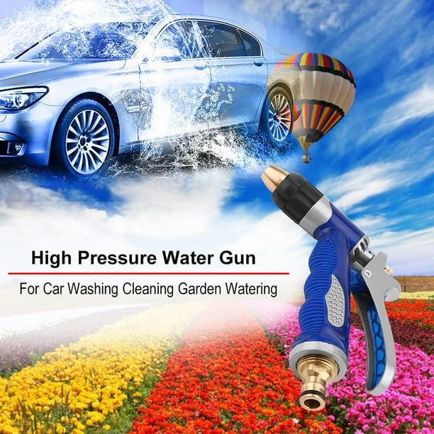 Pistola rociadora de agua a alta presión para lavar autos, limpiar y regar jardines, herramienta azul