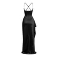 thumbnail image 5 of Dvprdro Spaghetti Strap Satin Side Slit Fitted Pencil Maxi Dress for Women Adjustable Straps Solid Summer Night Out, 5 of 6