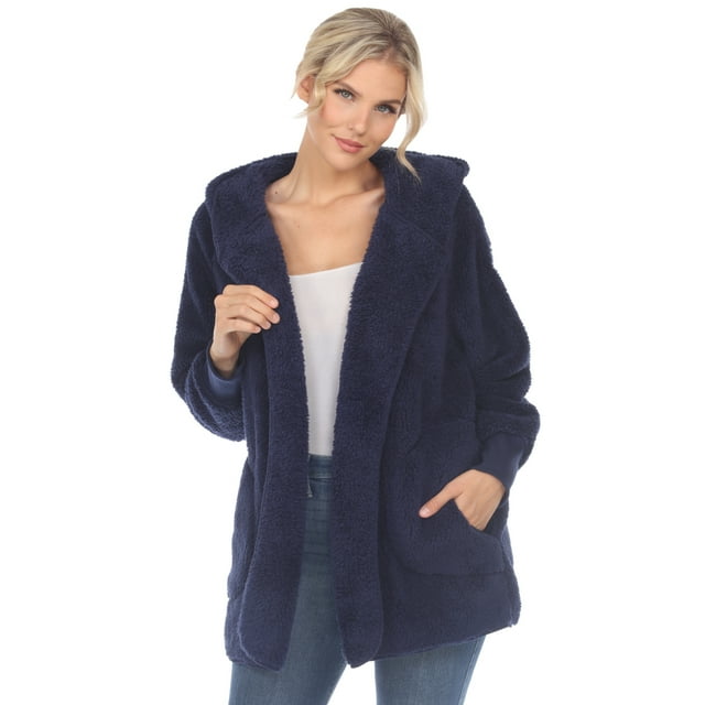 White Mark Cardigan à Capuche en Peluche pour Femmes avec Poches
