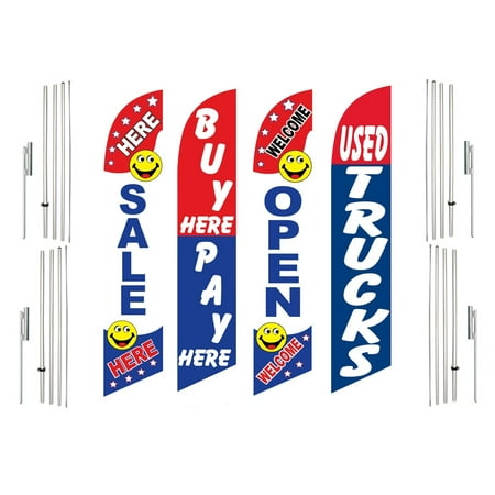 4 Swooper Flags With 4 Pole Kits Sale Here Buy Pay Here Welcome Open Used Trucks
