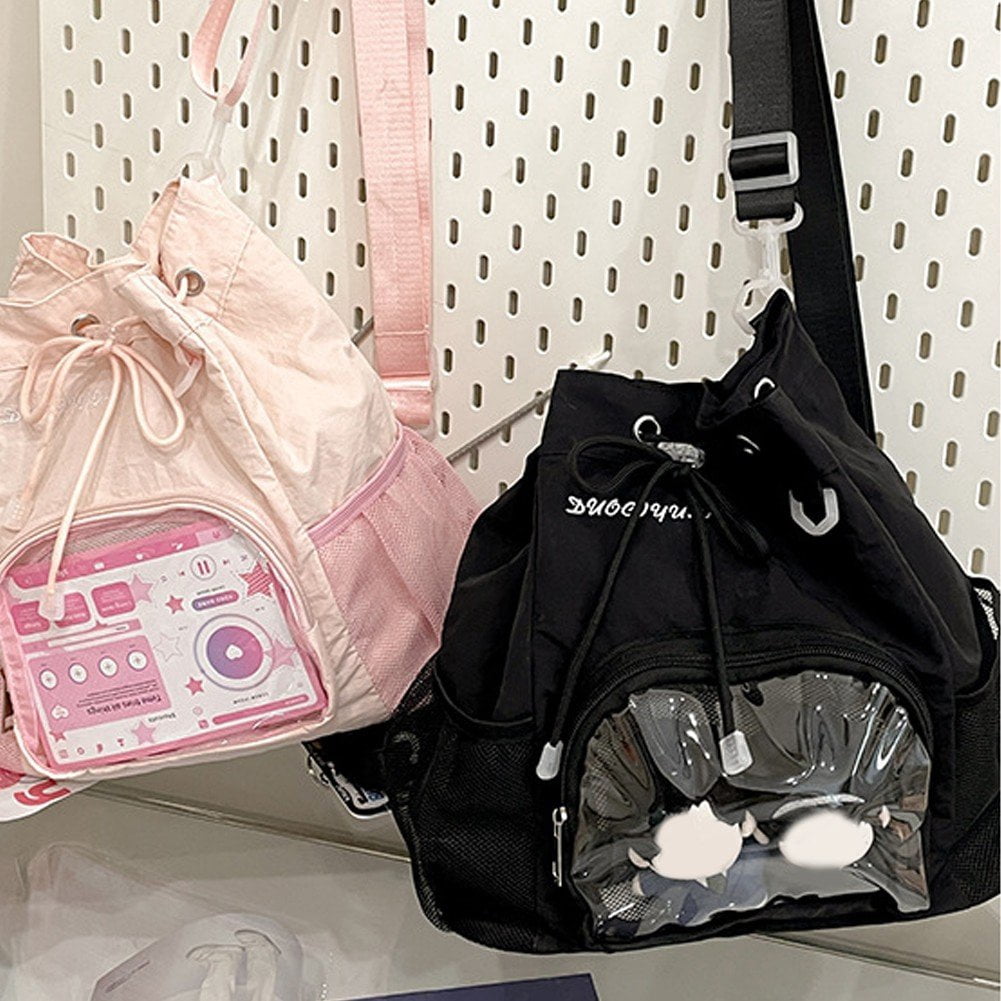 Slccxzc Women Grunge Drawstring Simple Backpacks Y2k Aesthetic Casual All Match Ita Bags
