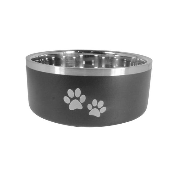 Black Insulated Bowl with Paw Prints 64 OZ