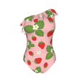 thumbnail image 4 of Yiaed Strawberries Print Women One Piece Swimsuits Tummy Control One Shoulder Bathing Suits Pattern Ruffle Swimwear-Small, 4 of 8