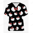 thumbnail image 4 of Jiayi Haut de Sarrau à Manches Courtes pour Femmes à Col en V avec Poche Hello Kitty, Imprimé de Dessins Animés, Régulier, 4 of 6