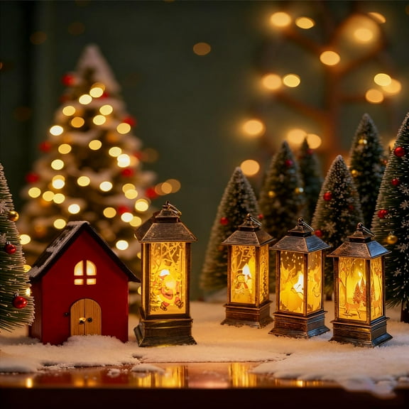 3pcs Festive Christmas Mini LED Lanterns - Santa, Snowman & Elk Designs, Indoor/Outdoor Holiday Decor With Switch Control, Perfect For Living Room Or Outdoor Spaces, Christmas Decorations