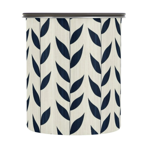 Navy Blue Branch Leaves Airtight Coffee Bean Canister 30oz Food Storage Containers with Lids For Gournd, Tea, Sugar, Flour, Rice, Cereal, Candy Cookie Jar