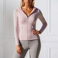 thumbnail image 2 of Tiweut Womens Yoga Jackets Lightweight Zip Up Hooded Slim Fit Long Sleeve Running Fitness Activities Stylish Ladies Outerwear Pink,L, 2 of 9