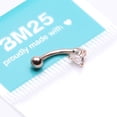 thumbnail image 3 of BM25 Rose Gold Heart Gem Sparkle Prong Curved Barbell-Clear Gem, 3 of 4