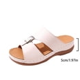 thumbnail image 5 of Womens Wedge Sandals Leather Comfortable Slip on Slides Open Toe Casual Arch Support Platform ladies Sandal Chunky Shoes Beige 9(42), 5 of 9