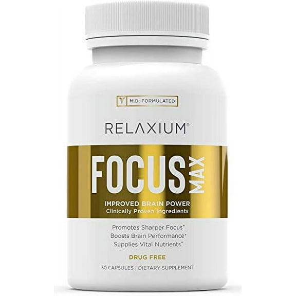 Relaxium FocusMax | Brain & Focus Health Supplement | Clinically Proven Concentration, Focus, Memory, and Nootropics Booster with All-Natural Ingredients (30 Capsules, 30 Day Supply)