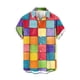 thumbnail image 2 of Camisa hawaiana con estampado 3D de rayas de colores para hombre, camisas de playa con plantas para vacaciones de verano, camisas de manga corta con botones para parejas de calle, 2 of 5