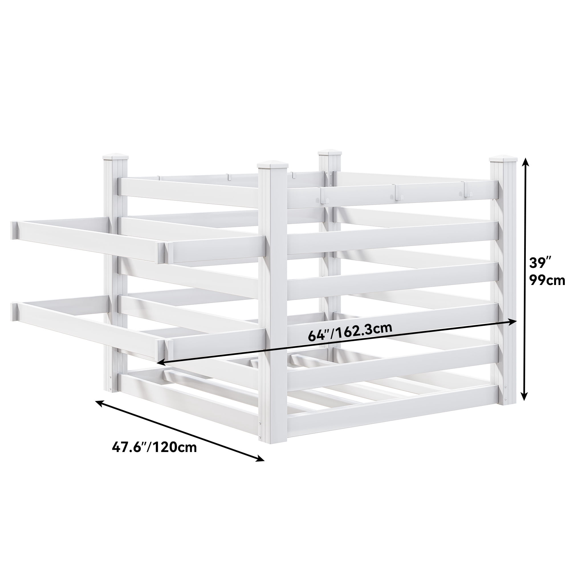Uforic Pool Storage Bin White 64"x46"x38" Resin Deck Box with 6 Movable Hooks for Poolside Towels Goggles and Accessories