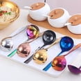 thumbnail image 4 of Kripyery Stainless Steel Soup Spoon Mirror Polishing Long Handle Food Grade Cooking Spoon Multifunctional Colorful Hot Pot Soup Spoon Kitchen Cookware Essential Tool, 4 of 8