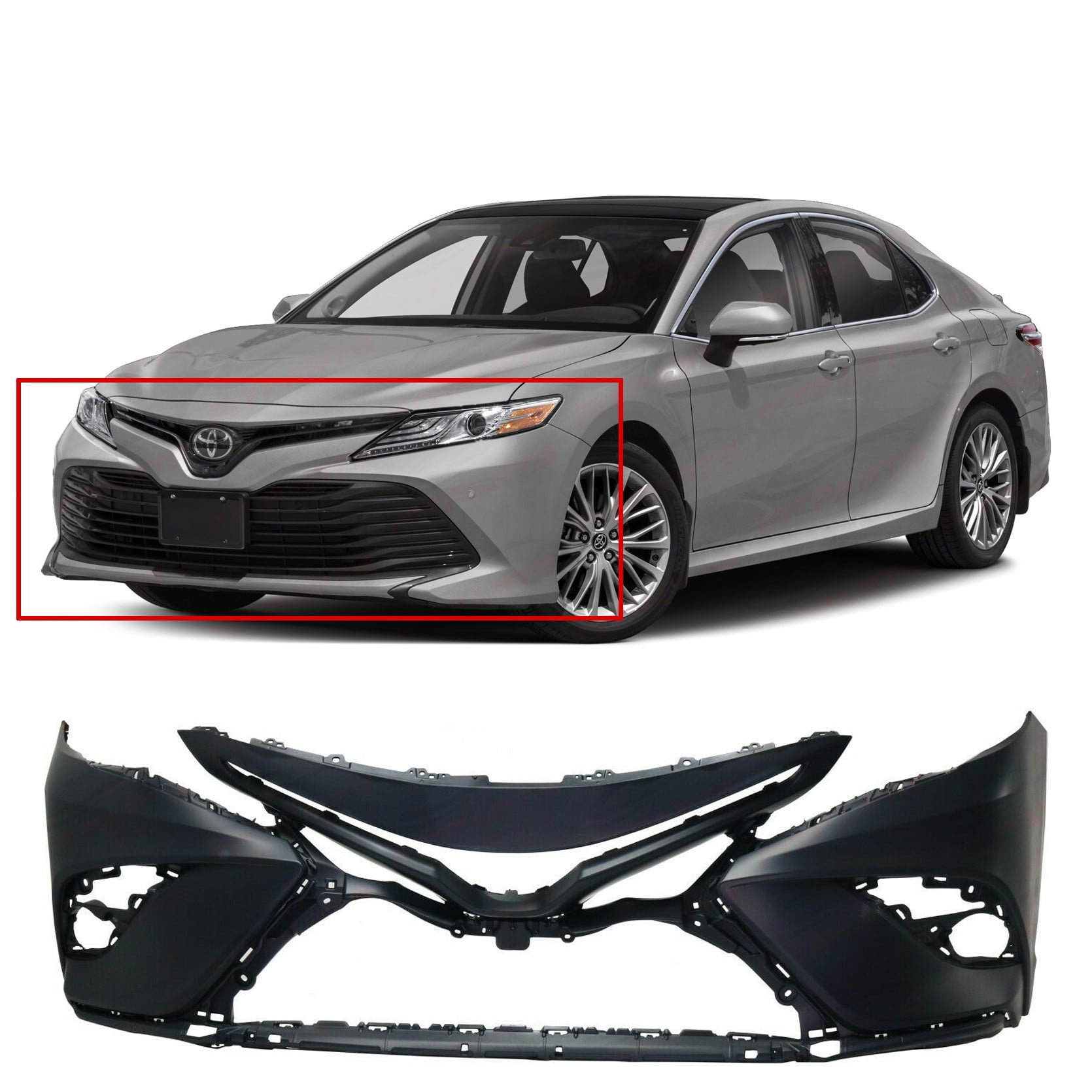Front Plastic Bumper Cover Fascia For 2018 2020 Toyota Camry Hybrid Se Nightshade Sedan 18 20 New Primed And Ready For Paint With Fog Light Holes To1000440 521190x938 2019 Walmart Com Walmart Com