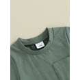 thumbnail image 6 of FEORJGP Toddler Baby Boys Summer Outfit Infant 0-3Y Short Sleeve T-shirt Crew Neck Shirt Solid Color Tops with Elastic Waist Shorts Set Newborn Loose Casual Clothes, 6 of 9
