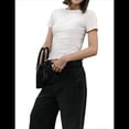 thumbnail image 2 of Camisetas de Algodón para Mujer, Cuello Redondo, Corta, Básicas, Informales, de Verano, Color , Talla S, 2 of 8