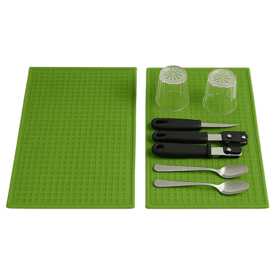 Dependable Industries 2 Pack Microfiber Dish Drying Mat 20 X 15 Inch  Dish Dry Pad Super Absorbent Green