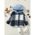 thumbnail image 3 of Kucnuzki 6 Months Baby Boy Winter Tops Baby Boy Coats 9 Months Long Sleeve Checkboards Prints Button-Up Hoodie Coat Blue, 3 of 7