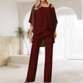thumbnail image 1 of Pantalones Conjunto de 2 piezas a juego para mujer Chic gasa dobladillo asimétrico trajes de noche de boda Kuymtek Vino Tinto Xxl para Mujer, 1 of 8