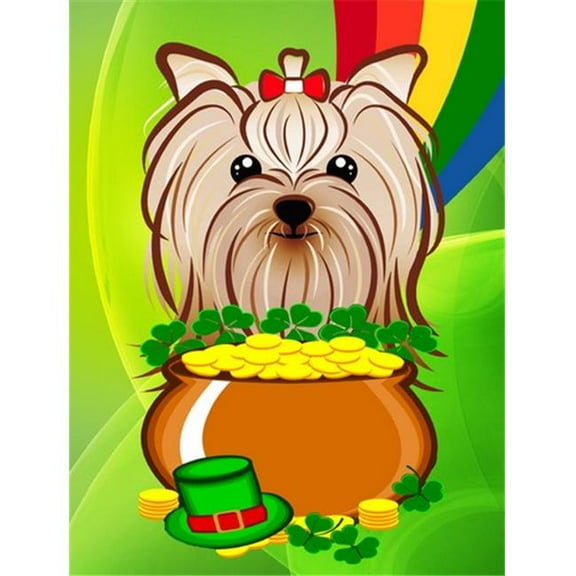 Caroline's Treasures BB1948GF Yorkie Yorkishire Terrier St. Patrick's Day Flag Garden Size , Small, multicolor