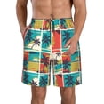 thumbnail image 1 of Balery Colorful Hawaii Palms Traje de Baño Estilo Hawaiano para Hombre, Shorts de Secado Rápido con Bolsillos-Small, 1 of 6