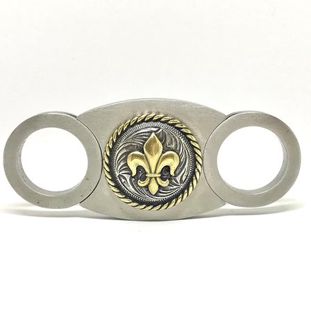 Self-Sharpening Double Guillotine Cigar Cutter – (Fleur de Lis)
