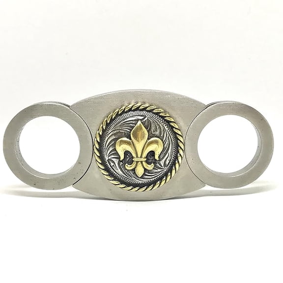Self-Sharpening Double Guillotine Cigar Cutter – (Fleur de Lis)