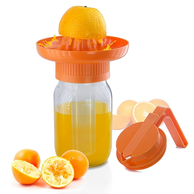 Jinsinto Cold Brew Mason Jar Coffee Maker Wide Mouth Cold Brew Pitcher with Coffee Filter, Airtight & Orange Hand Squeezer for Coffee, Iced Tea, Lemonade