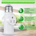 thumbnail image 3 of 3 Prong Light Socket Adapter, E26 Light Socket to Plug Adapter, E26 Base to 2/3 Prong Outlet Plug Splitter Converter, Polarized Light Socket Adapter for Garage Porch Yard CCTV, White, 2 Pack, 3 of 8