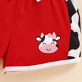 thumbnail image 6 of NOLDARES Toddler Girl Summer Outfits girls Clothes Kids Cute Cow Print Shorts Set 2 Piece Clothing Sets(A1-Red,6-9 Months), 6 of 9