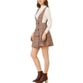 thumbnail image 4 of Allegra K Women's Checks Overalls Tartan A-Line Button Front Overall Pinafore Dress, 4 of 6