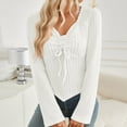 thumbnail image 4 of Annhoo Knitted Tops for Women Casual Long Sleeve Fall Blouses Cute Ruched Drawstring Slim Pullover Shirts, 4 of 7