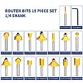 thumbnail image 2 of 15 PCS Tungsten Carbide Router Bits 1/4 Inch Shank Router Bits for Woodwork Tools Beginners Home Improvement and DIY, 2 of 7