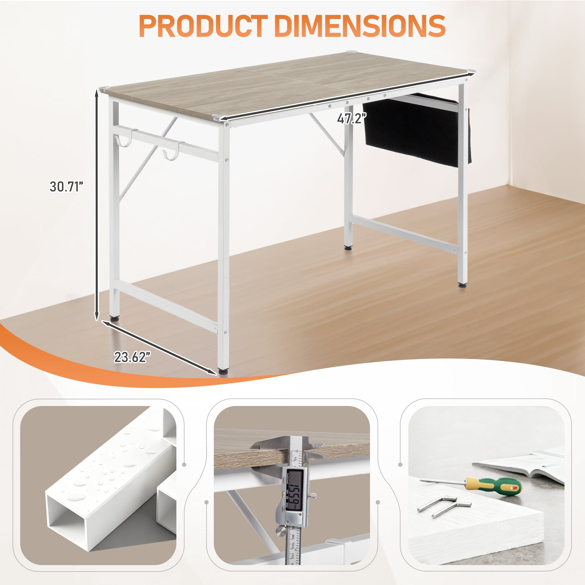 Ktaxon 47" Wood Computer Desk PC Laptop Study Table Workstation Home Office Furniture, Gray