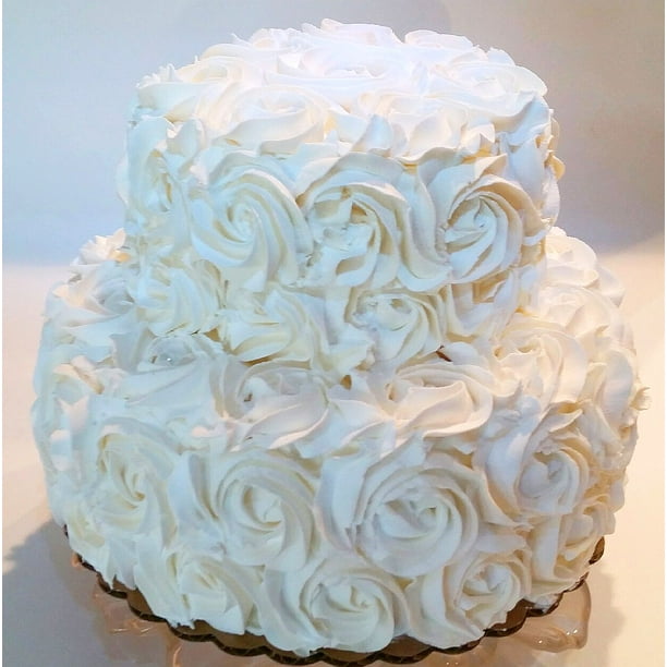 Fake Wedding Cake White Two Tier Rosette Prop Decoration Dezicakes Fake Wedding Cake White Two Tier Rosette Prop Decoration Dezicakes
