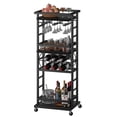 thumbnail image 2 of Carrito de Bar MILEFA de 4 Niveles con Ruedas, Metal Negro y Tablero, 2 of 8