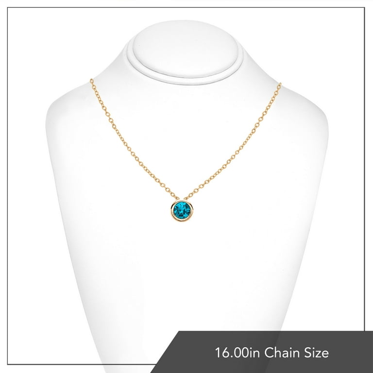 X O Women s 14K Yellow Gold Plated Blue Zircon Crystal Pendant Necklace