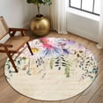 thumbnail image 2 of Round Rug 5Ft Washable Non-Slip, Wild Flowers Circle Area Rugs for Living Room Bedroom, Vintage Country Floral Leaf Plant Beige Indoor Floor Mats Carpet Runner for Home Decor Aesthetic, 2 of 8